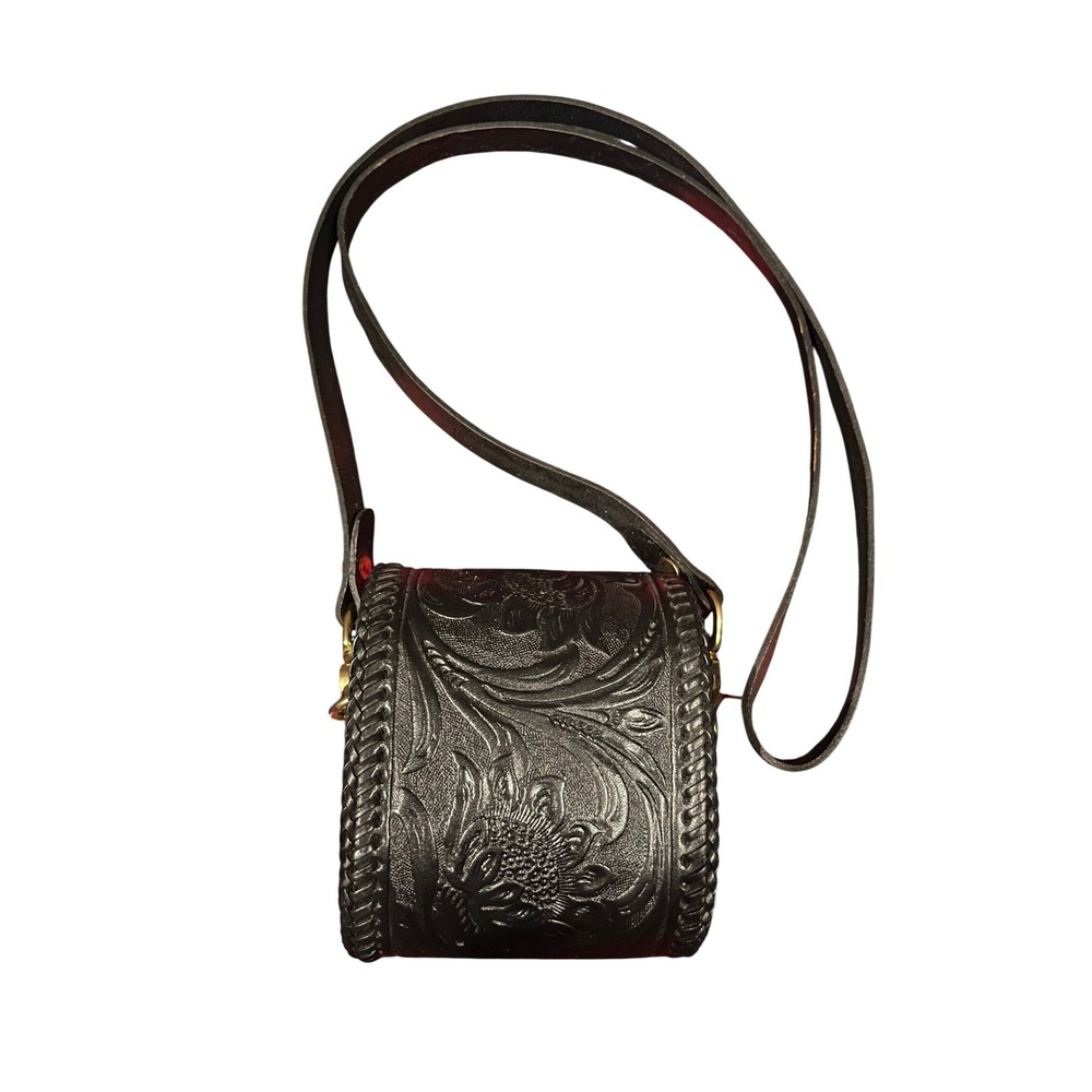 Mary Alice Palmer Leather Crossbody Bag Tooled Floral Handcrafted USA - Picture 2 of 7